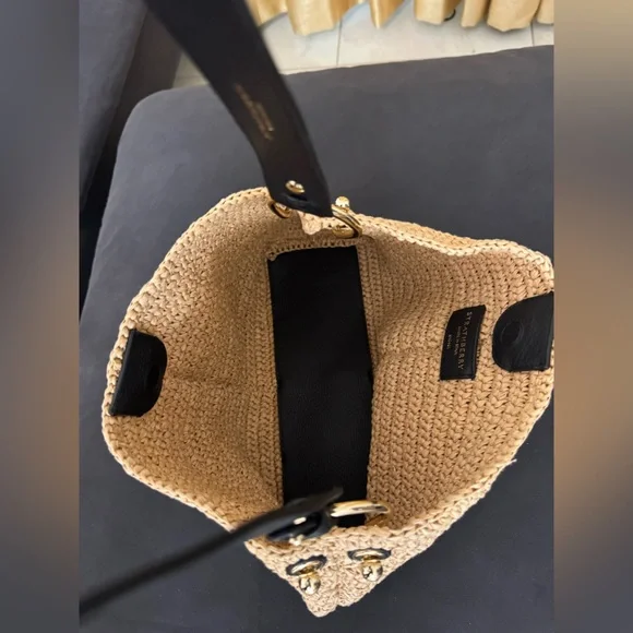 Strathberry Lana hobo raffia black bag leather straps handmade in Spain - Picture 5 of 12